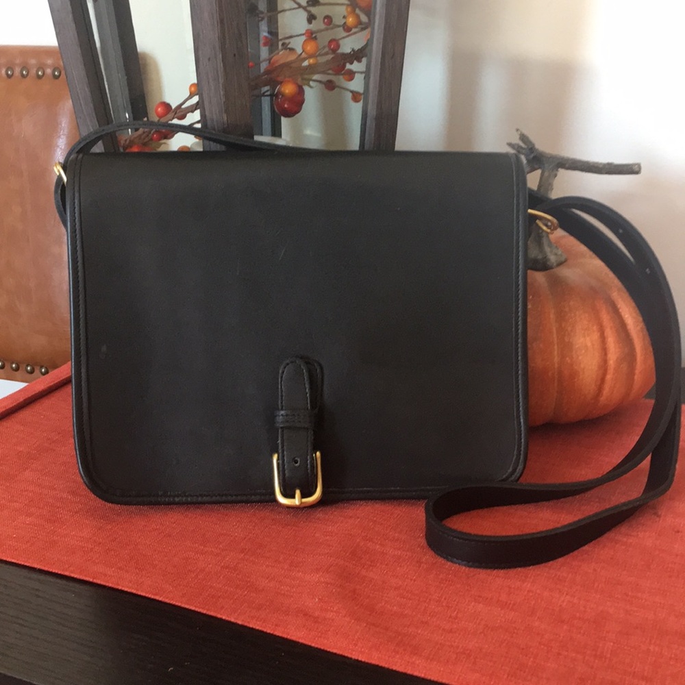 Black Leather Coach Crossbody Bag